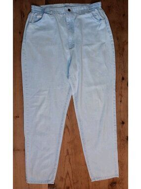 Vtg Lee Original Jeans 80s Womens 18 M Blue Light Wash Tapered Leg Bareback